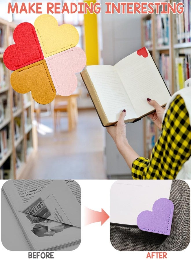 aeloer 30Pcs Leather Heart Book Marks for Women, Cute Heart Bookmark Corner for Book Lovers Gifts - Image 5
