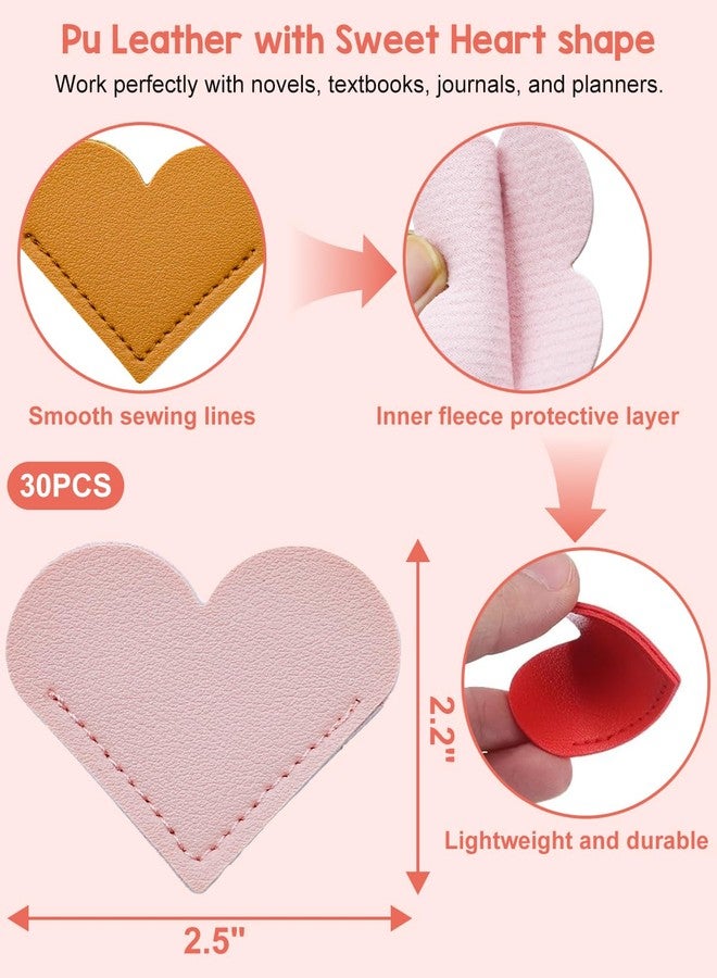 aeloer 30Pcs Leather Heart Book Marks for Women, Cute Heart Bookmark Corner for Book Lovers Gifts - Image 4