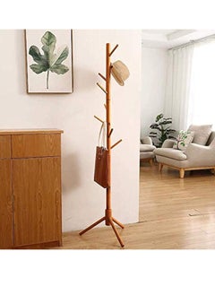 Arabest Wooden Coat Rack Stand with 8 Hooks, Hall Tree Entryway Standing Hat Hanger Coat Rack, Tray Coat Tree Hallway Clothes Rack, Coat Hanger Stand for Clothes, Suits, Scarves, Handbags, Umbrella  - Image 4