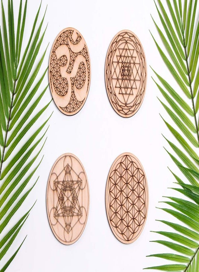 Fourth Level Manufacturing Sacred Geometry Coasters, One Set of Four Includes: 1 Metatrons Cube, 1 Sacred Om, 1 Sri Yantra, 1 Flower of Life, Drinks, Table Decorations for Hot and Cold Beverages, Protect Furniture - Image 5