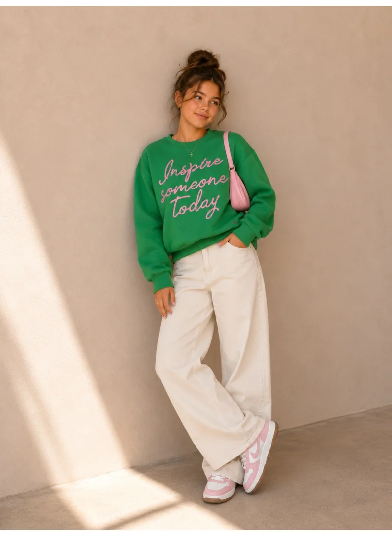 No Way Monday Girls “Inspire Someone Today” Print Long Sleeve Sweatshirt