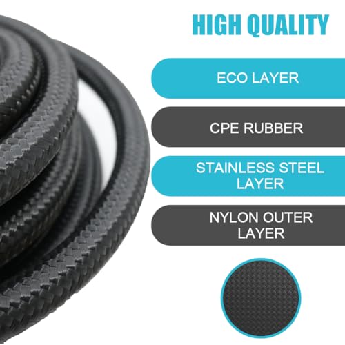 Byredio 10AN Hose - AN10 Fuel Line 10ft Stainless Steel Nylon Braided 500 PSI Transmission Lines for Oil, Cooler, Brake, Transmission, Clutch, Fluids, Gas - Image 2