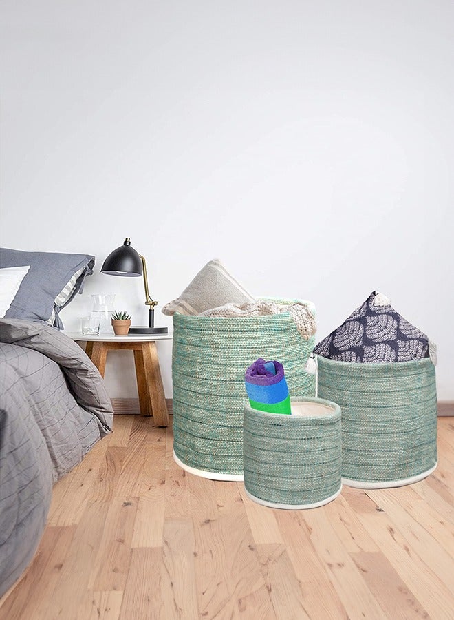 N & H Eco Friendly Handmade Cotton Fabric Planter Pots for Home Décor, Indoor Balcony, Living Room, Bedroom (Pista Green)  - Image 1