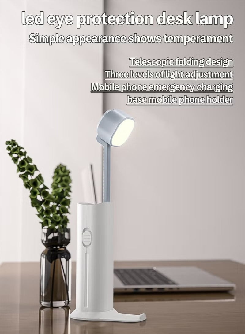 X-level Desk Lamps Multifunctional Learning Eye Protection Table Lamp Bedside Bedroom Living Room LED Night Light USB Charging Outdoor Flashlight Power Bank White - Image 4