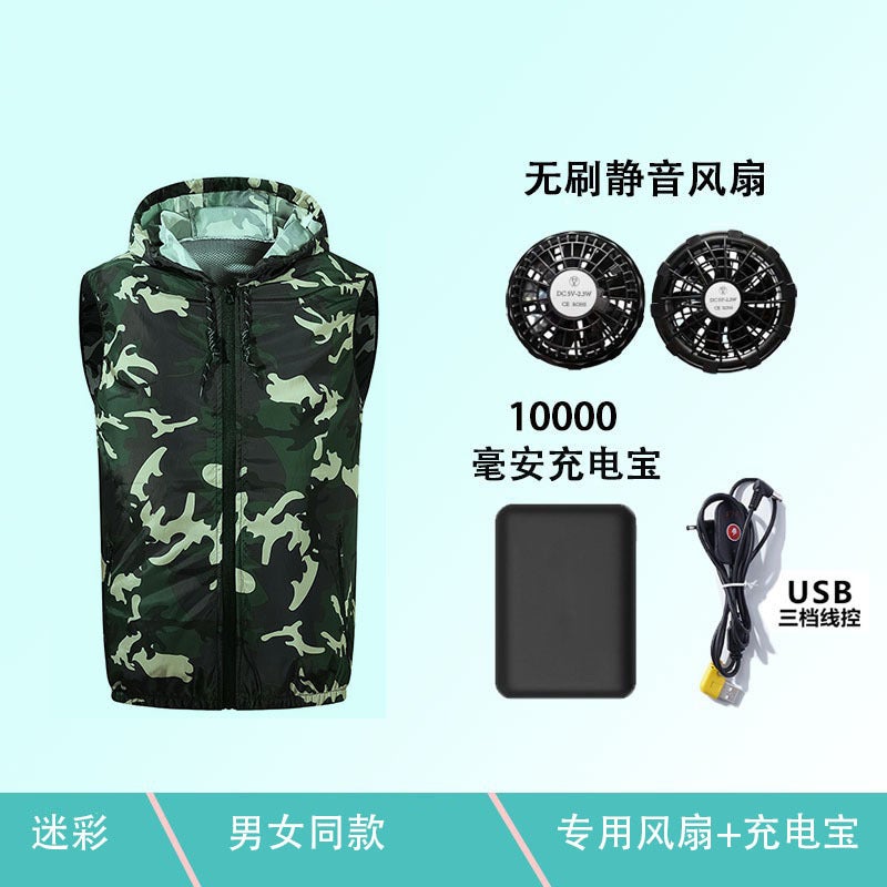 Leisure Cooling Refrigeration Air Conditioning Clothing Usb With Electric Fan Sun Protection Vest Work Clothes - Image 1