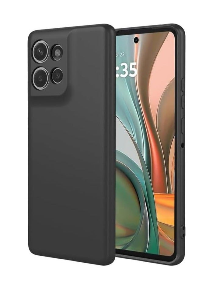 Motorola Moto G75 Case Cover Rubberised Matte Soft Silicone TPU with Camera Protection Flexible Back Case Cover for Moto G75 Black - Image 1