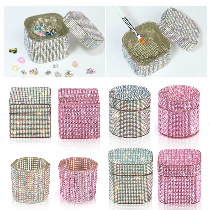 Nail Crystal Pen Wash Cup  pink - Image 2