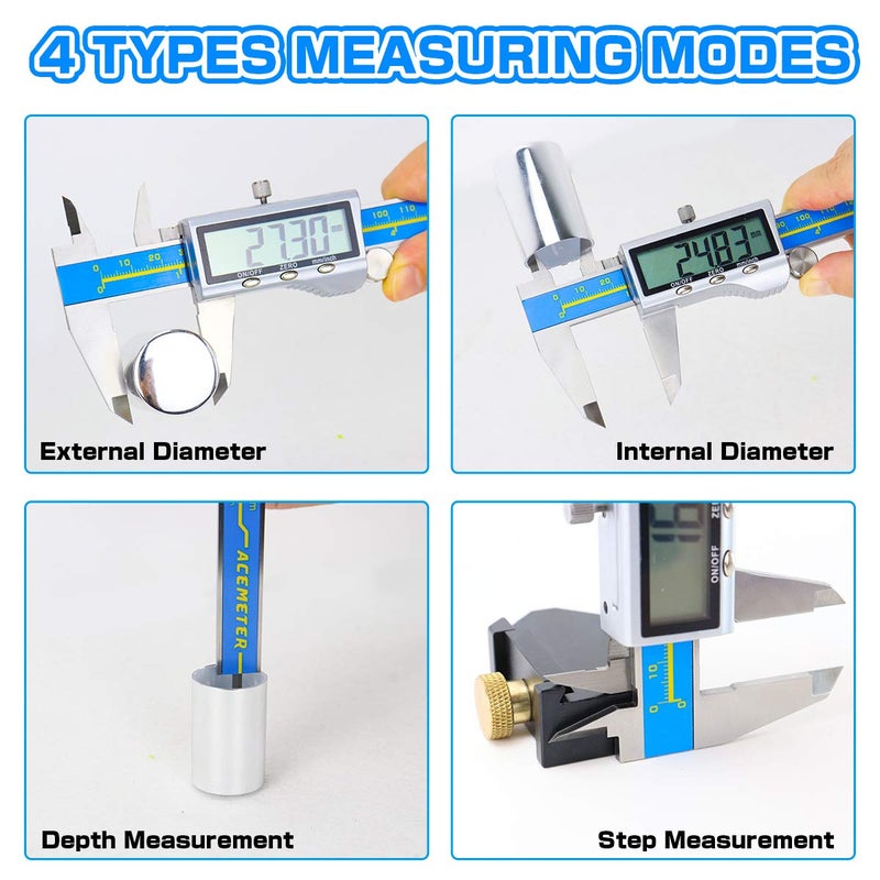 Qfun Caliper Measuring Tool Digital Caliper Industrial Quality Precision Electronic Vernier Caliper Inch/Millimeter Measurement Micrometer for Jewelry - Accuracy Ip54 Waterproof Caliper Measure Tool - Image 5