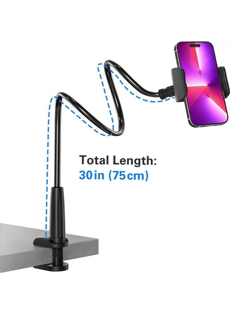 DAILYLIFE Flexible Phone Holder for Bed & Desk – 360° Adjustable Long Arm Stand, Hands-Free Clip Mount, Compatible with 3.5–7 inch Smartphones, Non-Slip Base, Ideal for Video Calls, Cooking, Reading - Image 3