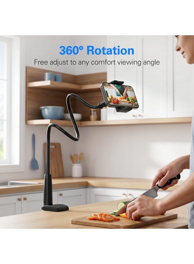 DAILYLIFE Flexible Phone Holder for Bed & Desk – 360° Adjustable Long Arm Stand, Hands-Free Clip Mount, Compatible with 3.5–7 inch Smartphones, Non-Slip Base, Ideal for Video Calls, Cooking, Reading - Image 5