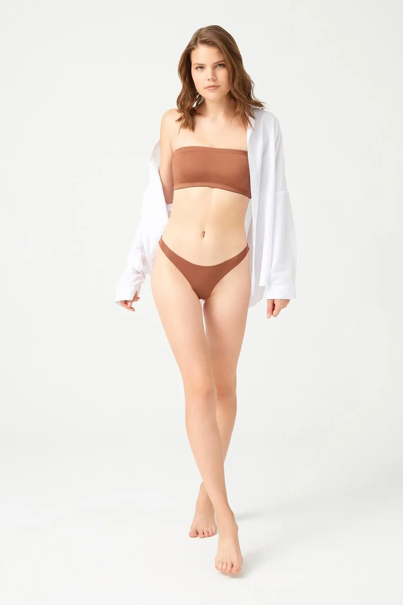 كوتن هيل Strapless Crop Top Bustier Milk Coffee
