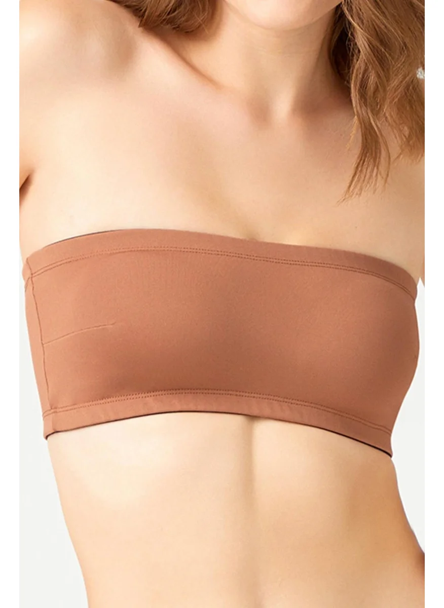 كوتن هيل Strapless Crop Top Bustier Milk Coffee