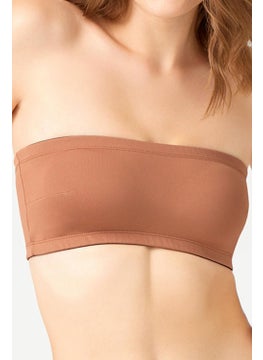 COTTONHILL Strapless Crop Top Bustier Milk Coffee  - Image 1