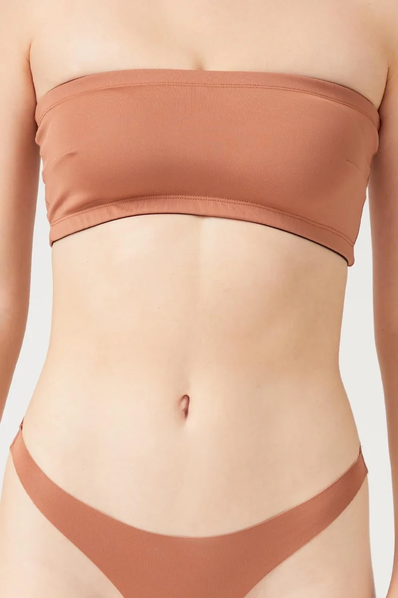 كوتن هيل Strapless Crop Top Bustier Milk Coffee
