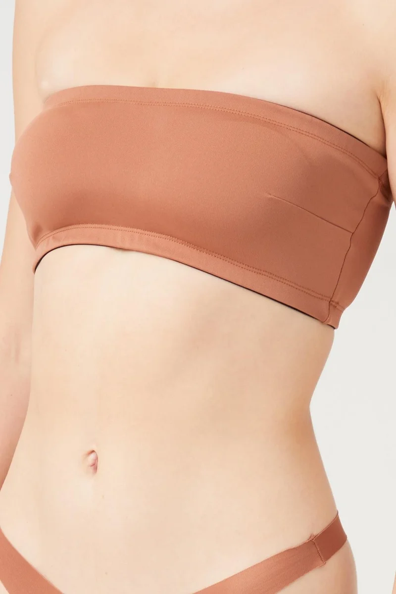 كوتن هيل Strapless Crop Top Bustier Milk Coffee