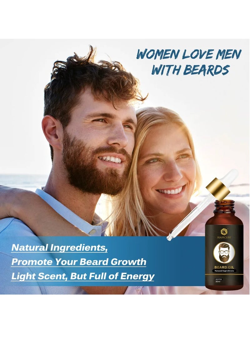Haircube - Beard Growth Oil, Natural Effective Thicken Beard Nourishing Growth Oil, Nourishing And  Moisturizing Beard Growth Essential Oil, Natural Effective Beard Hair Growth Essence For Men - Image 1