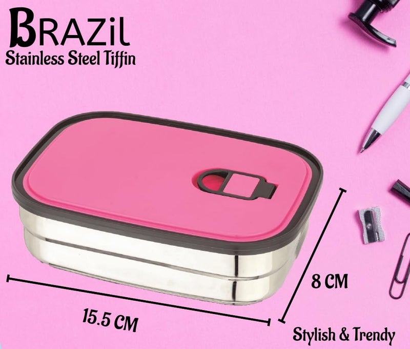Nabhya Brazil Small Stainless Steel Tiffin Box for Kids, Vacuum Hole with Airtight Leak Proof Lunch Box | Keeps Food Warm & Fresh | Meal Lunch Box for School, Boys & Girls-500ml - Image 5