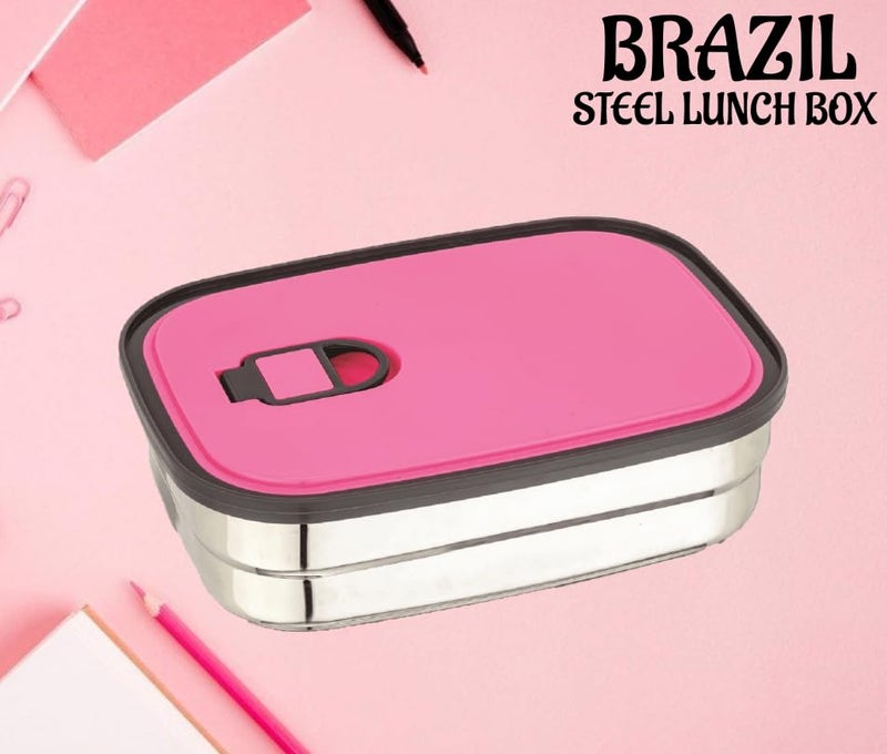 Nabhya Brazil Small Stainless Steel Tiffin Box for Kids, Vacuum Hole with Airtight Leak Proof Lunch Box | Keeps Food Warm & Fresh | Meal Lunch Box for School, Boys & Girls-500ml - Image 2
