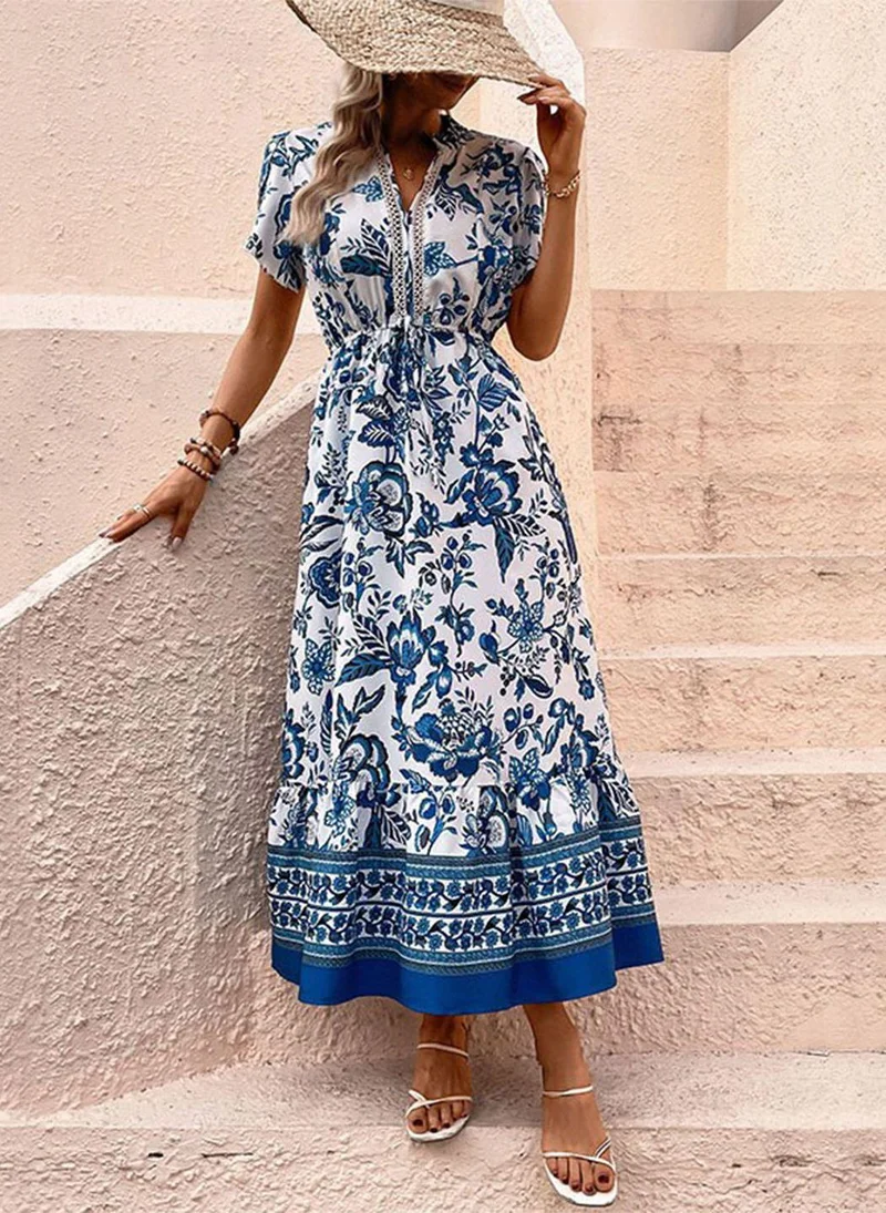 يونيكي White Floral Print A-Line Dress