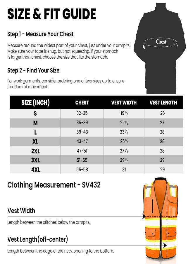 ArcRidge Two-Tone Safety Vest, Multifunctional Pockets, ANSI Compliant., Orange, M - Image 5