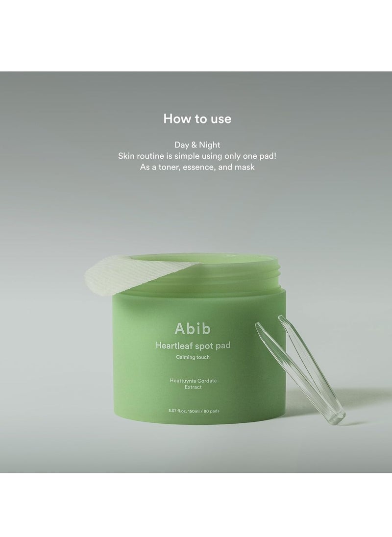abib - Abib Heartleaf Spot Pad Calming Touch 80 Pads Toner Pads for Face Redness Relief Instant Calming Moisturizing Facial Toner Light Texture Easy to use - Image 1