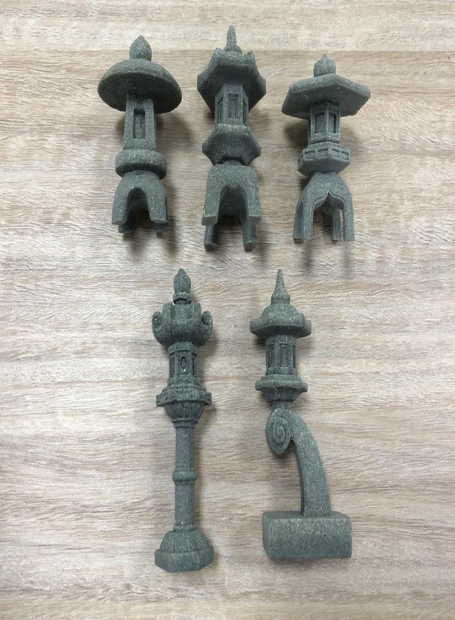 Tsnamay مجموعة تسناماي من 5 قطع، تماثيل باغودا يابانية حجرية مصغرة بأحجام تتراوح من 1.77 بوصة إلى 2.6 بوصة، ديكور آسيوي لأحواض السمك - Image 5