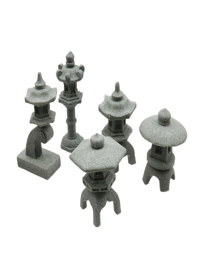 Tsnamay مجموعة تسناماي من 5 قطع، تماثيل باغودا يابانية حجرية مصغرة بأحجام تتراوح من 1.77 بوصة إلى 2.6 بوصة، ديكور آسيوي لأحواض السمك - Image 4