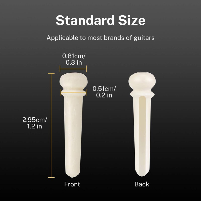Donner Acoustic Guitar Bridge Pins, 6PCS White Bone Bridge Pins Inlaid 3mm Abalone Dot with Guitar Pins Puller and Sandpaper - Image 2