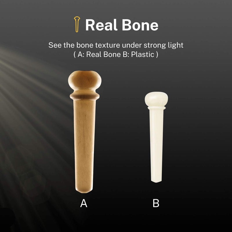 Donner Acoustic Guitar Bridge Pins, 6PCS White Bone Bridge Pins Inlaid 3mm Abalone Dot with Guitar Pins Puller and Sandpaper - Image 3