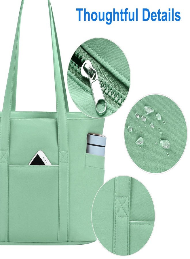 CTWWFS Tote Bag for Women, Travel Essentials Large Tote Bag with Zipper, Top Handle Handbag for Travel, Work, Green, Large - Image 5