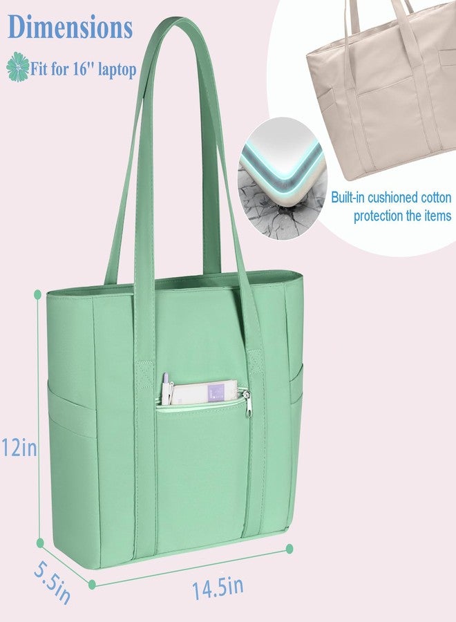 CTWWFS Tote Bag for Women, Travel Essentials Large Tote Bag with Zipper, Top Handle Handbag for Travel, Work, Green, Large - Image 4