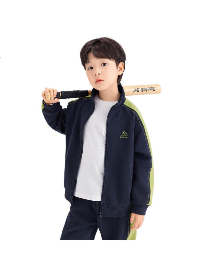Zuoxi Boys' Autumn Sportswear Set, Children'S Spring And Fall Jacket, New Style, Handsome Clothes For Boys, Navy Blue, Size 140 - Image 1