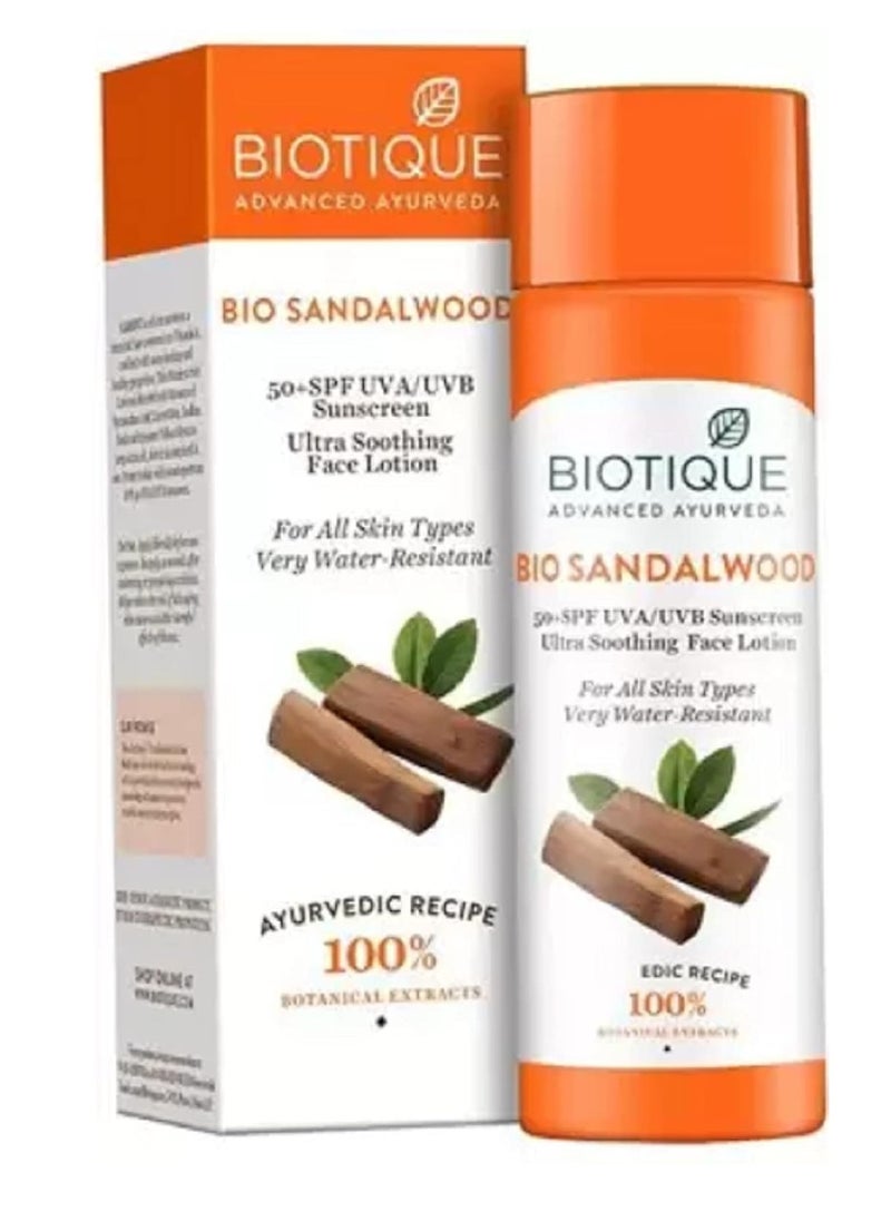 Biotique Biotique Bio Sandalwood 50+ Spf Uva/Uvb Sunscreen For All Skin Types Ultra Soothing Face Lotion, 120 Ml 