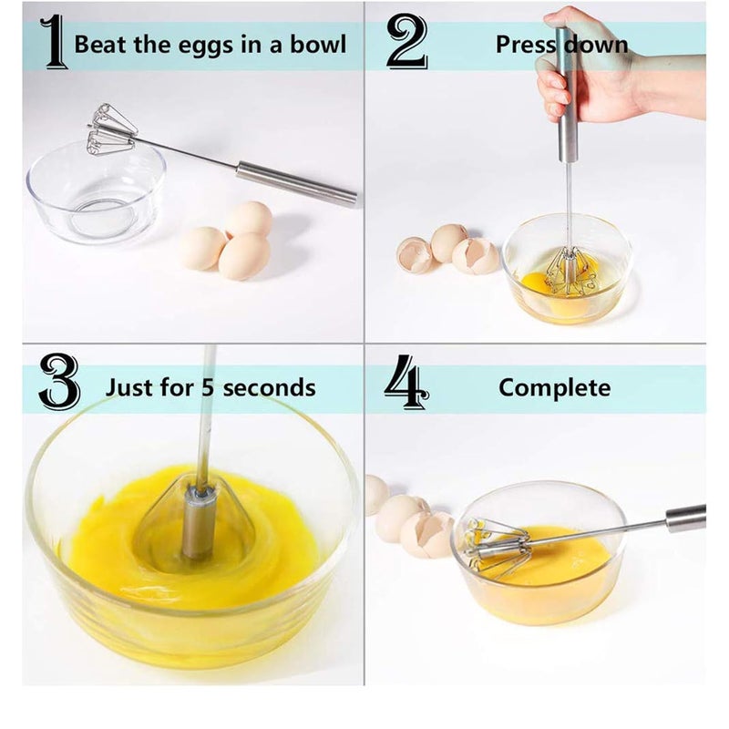 IDEAL PRIME Durable Stainless Steel Manual Hand Blender Pizza Cutter Whisk Set of 3 Rust Proof Steel Mathani Pizza Cutter Cutting Wheel Egg Beater Kitchen Tools Pack of 3 - Image 4