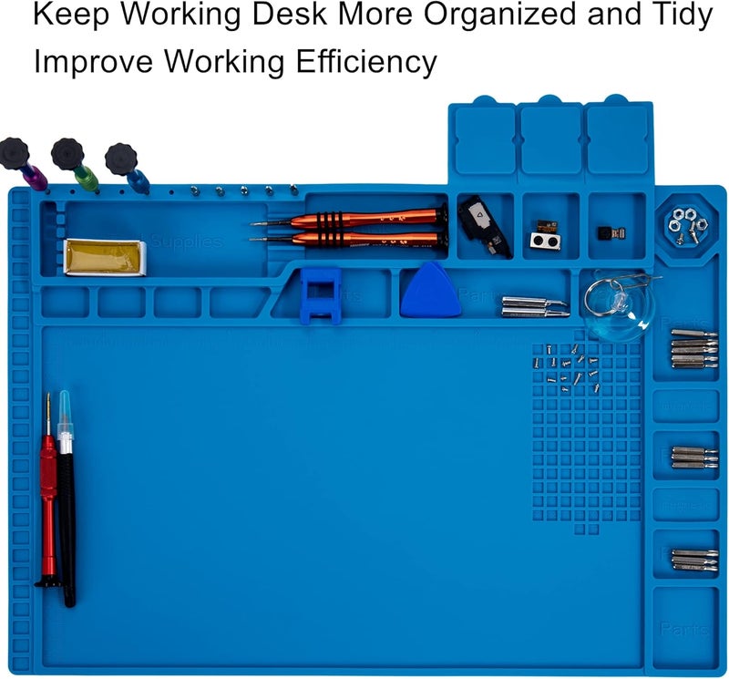 HPFIX Premium Heat Resistant 932°F Blue Magnetic Repair Work Mat Large Silicone Soldering Mat for Soldering, Electronics, Computer Cellphone Repair, BGA Soldering Gun Iron Workbench Protection - Image 2