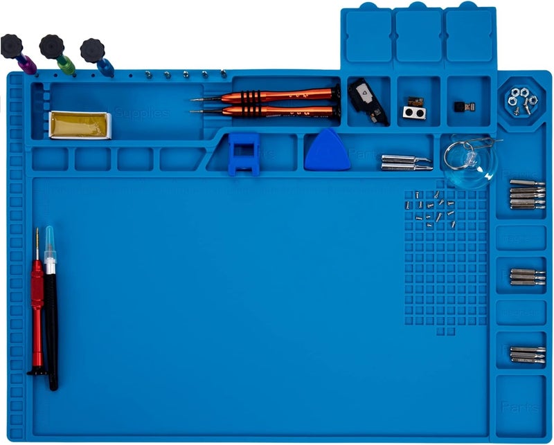 HPFIX Premium Heat Resistant 932°F Blue Magnetic Repair Work Mat Large Silicone Soldering Mat for Soldering, Electronics, Computer Cellphone Repair, BGA Soldering Gun Iron Workbench Protection - Image 1