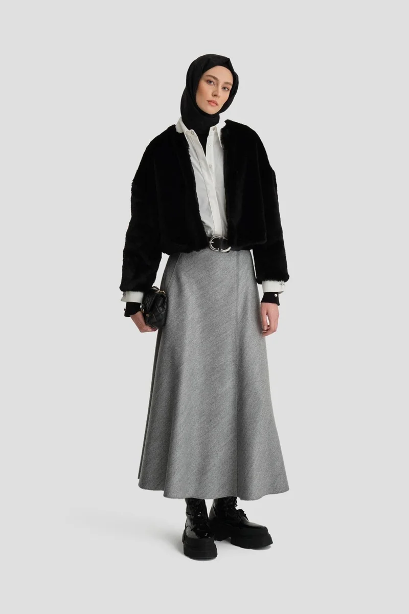 ARMINE طقم تنورة ORT1731 رمادي