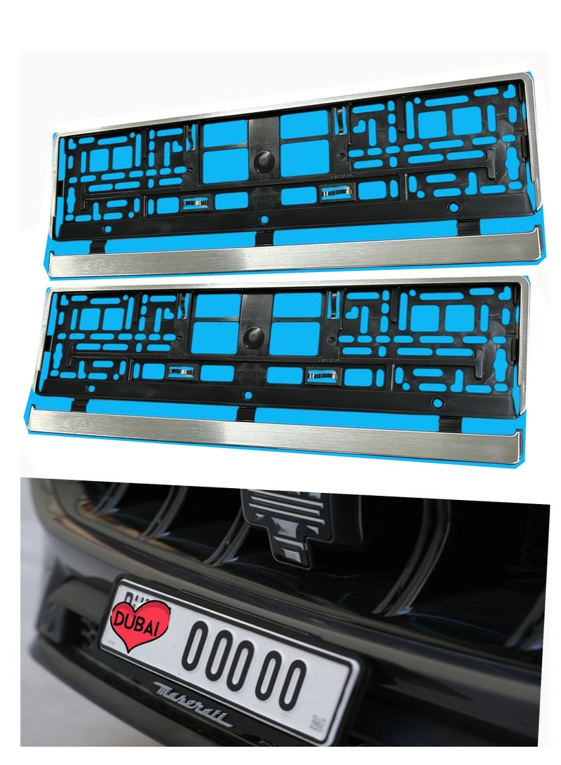 TORONTO 2x Car License Plate Holders Stainless Steel Chrome Look Plastic Universal 520x110 mm Black and Chrome Design Durable and Easy to Install - Image 1