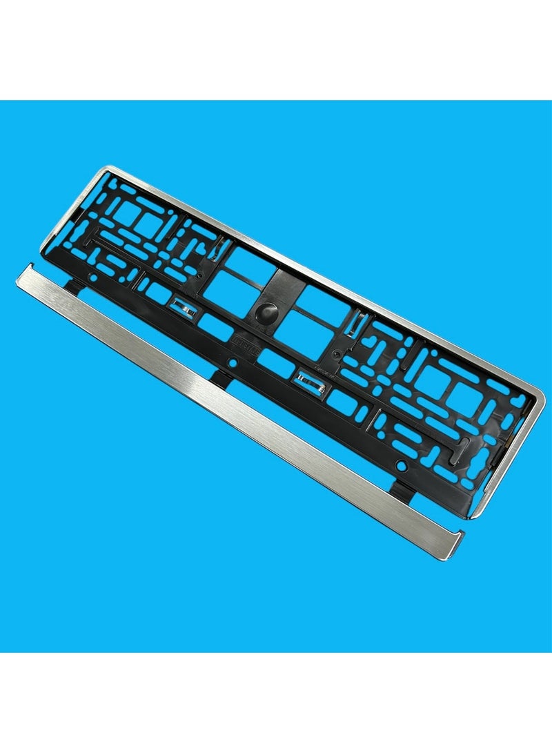 TORONTO 2x Car License Plate Holders Stainless Steel Chrome Look Plastic Universal 520x110 mm Black and Chrome Design Durable and Easy to Install - Image 2