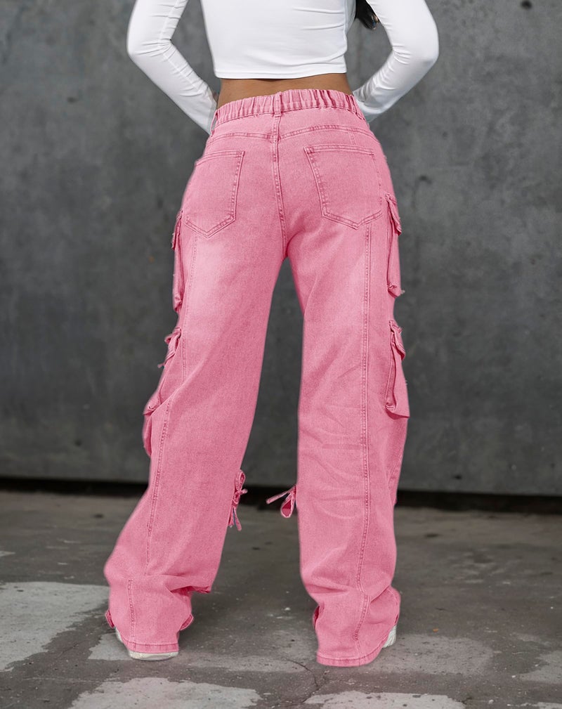 Ryehack Womenâ€™s Baggy Jeans Y2k Cargo Jeans Casual High Waist Baggy Denim Cargo Pants with Pockets Streetwear - Image 3