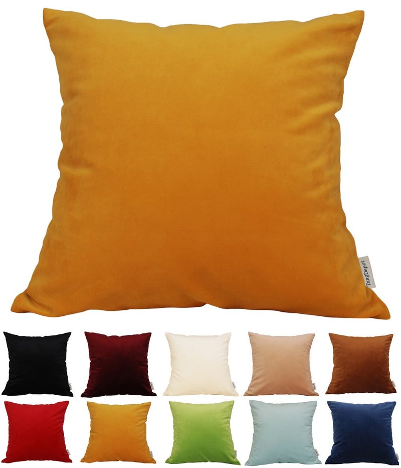 TangDepot Solid Velvet Throw Pillow CoverEuro ShamCushion Sham Super Luxury Soft Pillow Cases Many Color  Size Options  22x22 Golden Yellow