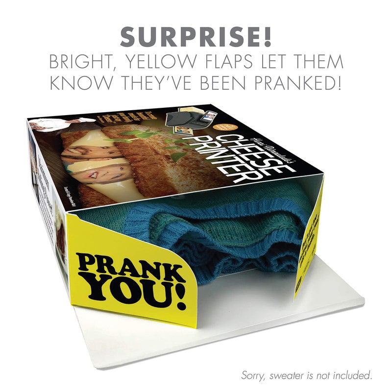 Prank Pack Prank-O Cheese Printer Gag Gift Empty Box, Birthday Gift Box, Wrap Your Real Present in a Convincing and Funny Fake Gift Box, Practical Joke for Birthday Presents, Holidays, Parties - Image 2