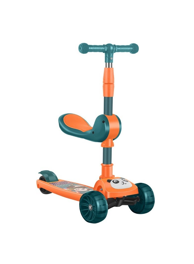 ام جي سكوتر باندا 3 في 1 قابل للطي للأطفال مع موسيقى، أضواء LED، عجلات مضيئة، ارتفاع قابل للتعديل ومقعد قابل للإزالة، سطح مضاد للانزلاق، للاستخدام الخارجي والداخلي للأطفال من 3 إلى 8 سنوات. - Image 1
