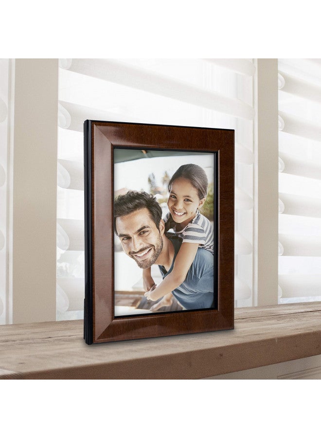 Malden International Designs Burl Wood Walnut Wooden Picture Frame with Black Border, 5x7, Walnut - Image 3
