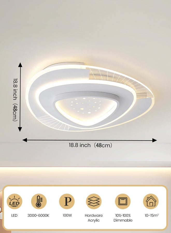 YATAI LIGHTING Modern LED Ceiling Light, 100W Adjustable Brightness, 3000K-6000K Three-Color Dimming, Built-In LED White Fixture for Bedroom, Dining Room & Living Spaces - Image 3