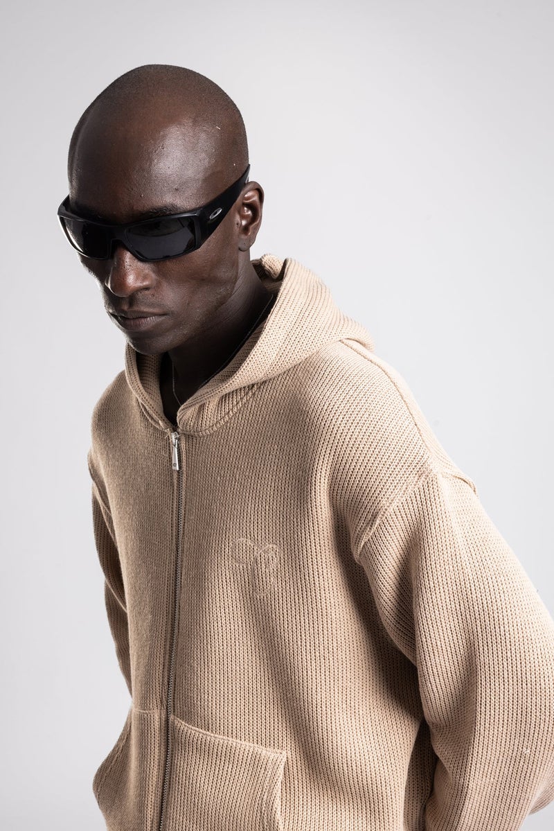 Catch Hooded Knitted Sweater with Zipper - Image 2