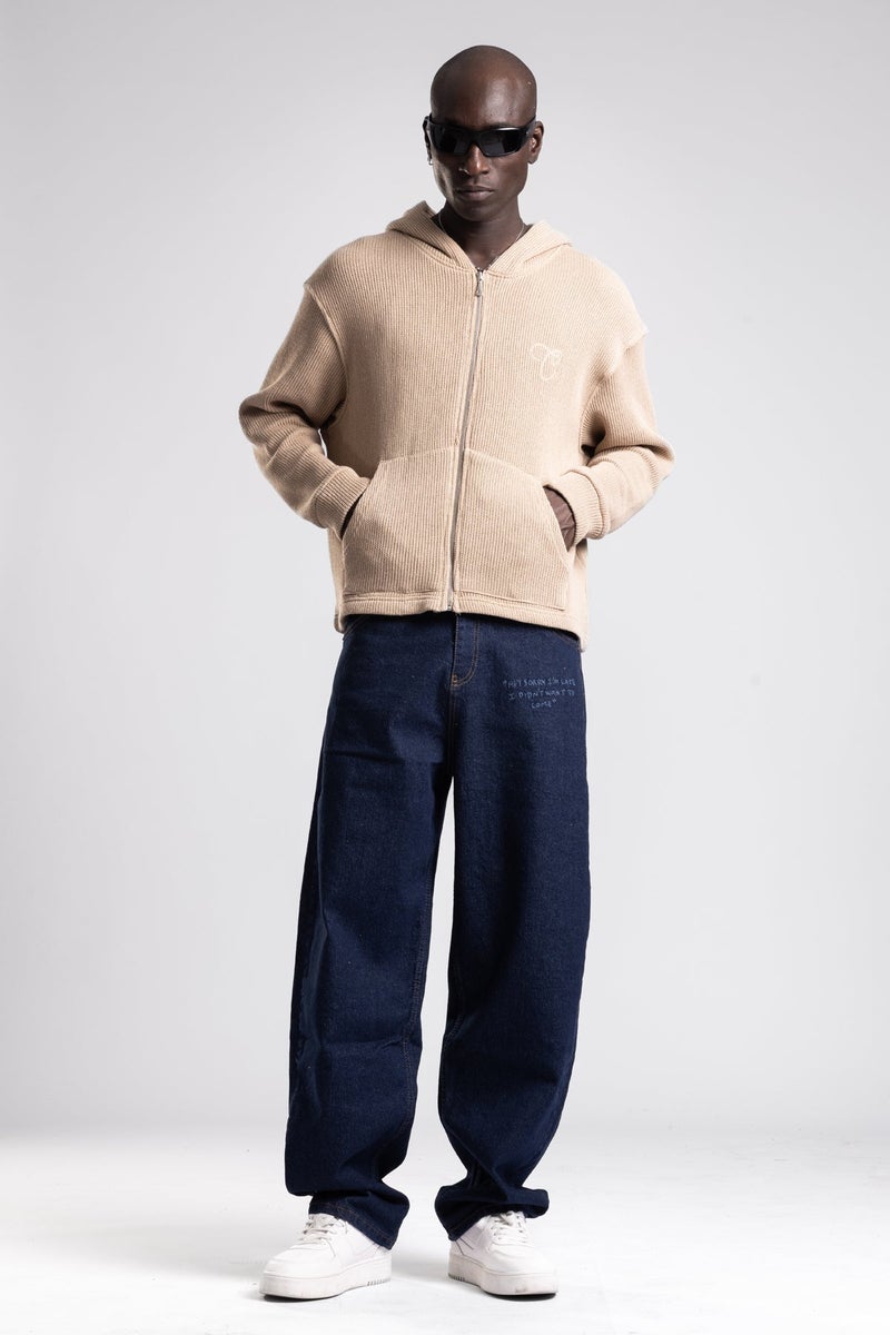 Catch Hooded Knitted Sweater with Zipper - Image 1