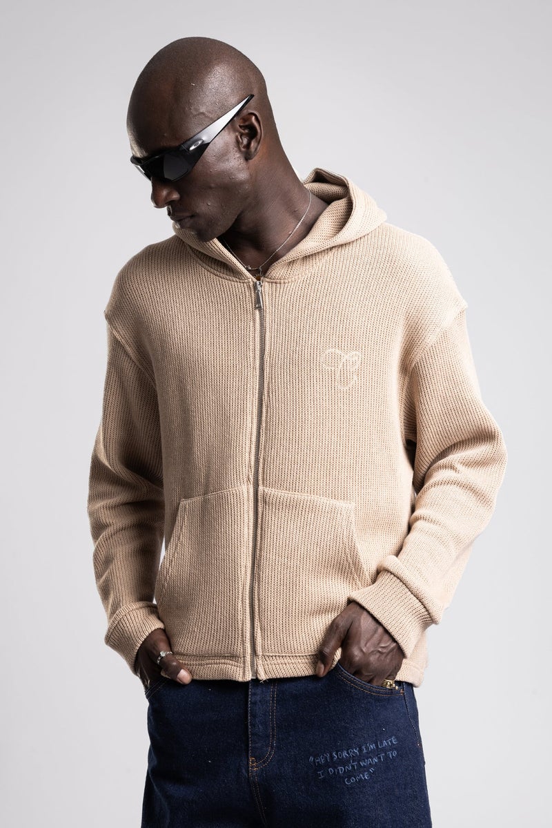 Catch Hooded Knitted Sweater with Zipper - Image 3