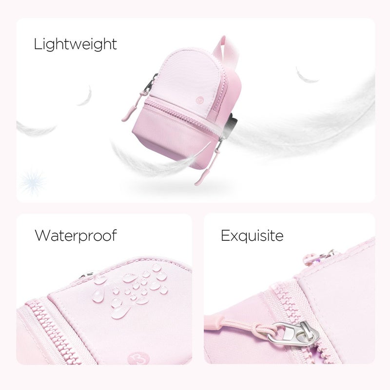 Babysun Mini Backpack Keychain Wristlet Pouch Small Change Coin Purse Cute Zipper Wallet With 3 RFID Card Slots For Women/Men Airpods Cosmetics (Baby Pink) - Image 5
