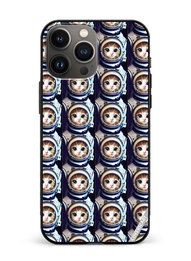 Protective Case Cover For Apple iPhone 14 Pro Max Cat Face Inside Astronauts Helmet Pattern Design Multicolour